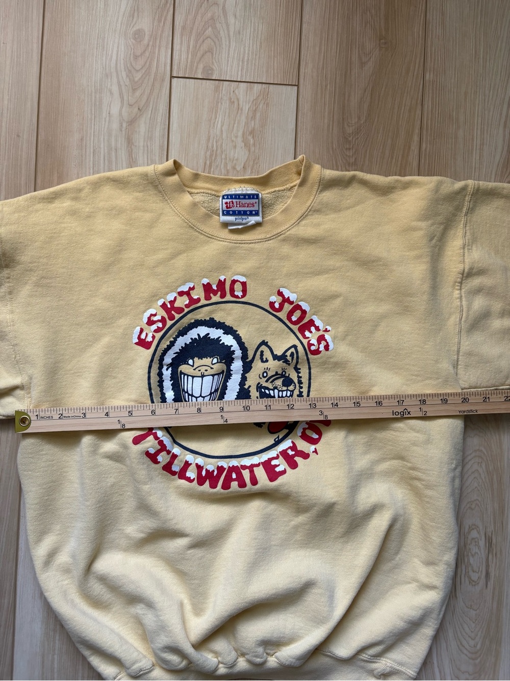Vintage Eskimo Joe’s Yellow Graphic Crewneck Sweatshirt Skater Grunge EUC - Picture 3 of 6